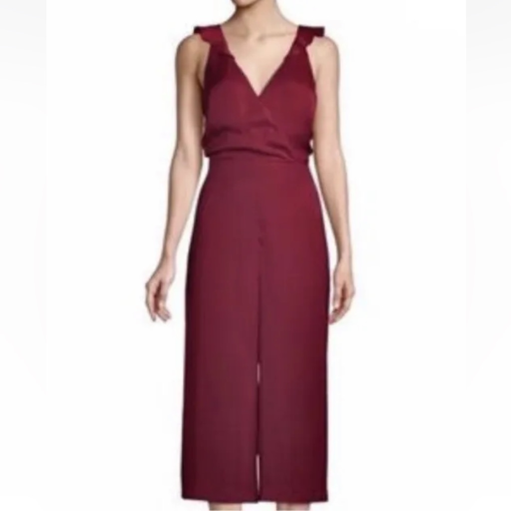 Parker Boudoir Red Cropped Flutter Sleeve Jumpsuit Size Small